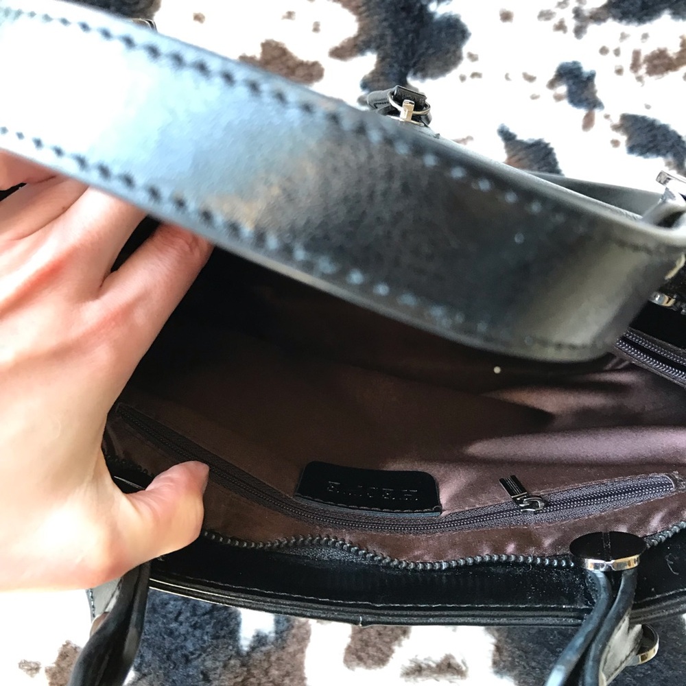 🔥 Black Top Handle Faux Leather Tote Bag With Removable Strap 🔥 - Picture 9 of 16